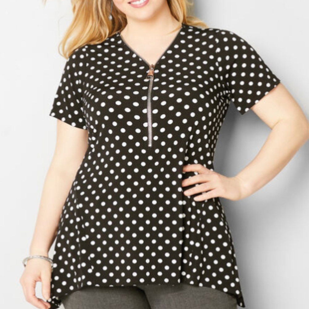 Polka Dot Zipper Sharkbite Top